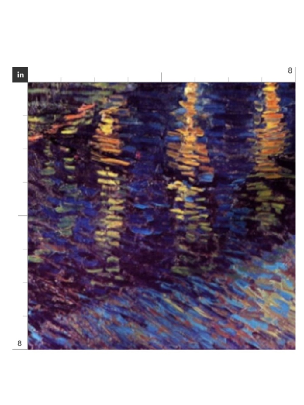 Van Gogh-Water Reflections “Starry Night Over the Rhône”-Cotton Fabric Swatch